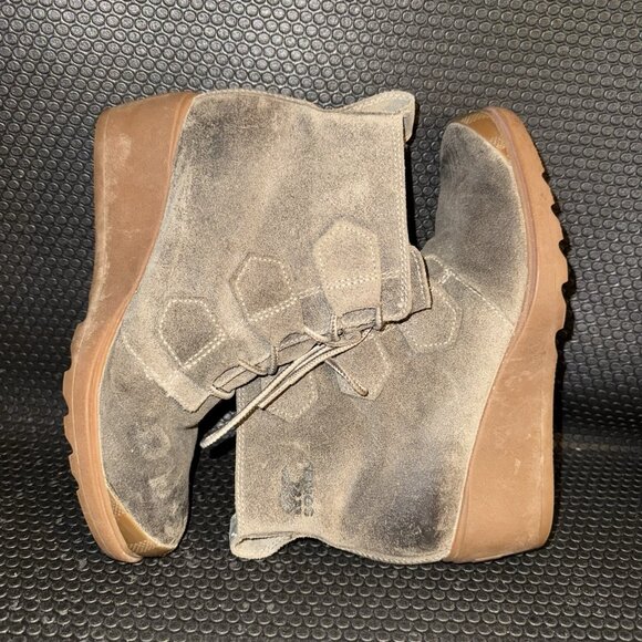 SOREL Toronto Boot Olive Suede Lace Up Wedge Ankle Booties Women’s Size 6.5 - Picture 4 of 9